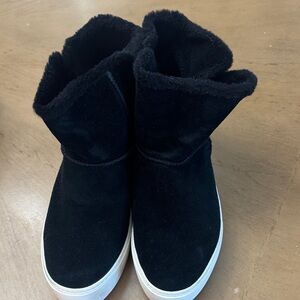 UGG Black Suede Fur-Lined Sneakers